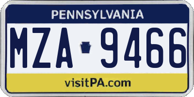 PA license plate MZA9466