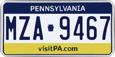 PA license plate MZA9467