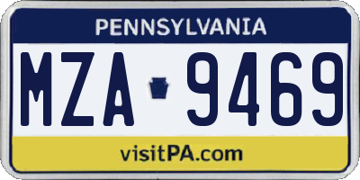 PA license plate MZA9469