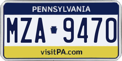 PA license plate MZA9470