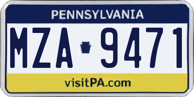 PA license plate MZA9471