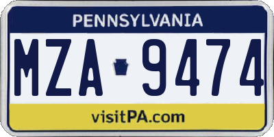 PA license plate MZA9474