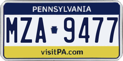PA license plate MZA9477