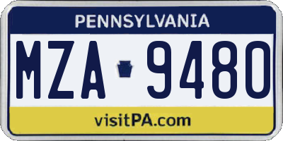 PA license plate MZA9480