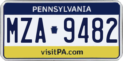 PA license plate MZA9482