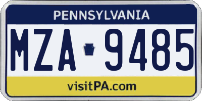 PA license plate MZA9485