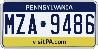 PA license plate MZA9486