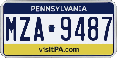 PA license plate MZA9487