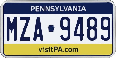 PA license plate MZA9489