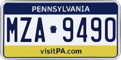 PA license plate MZA9490