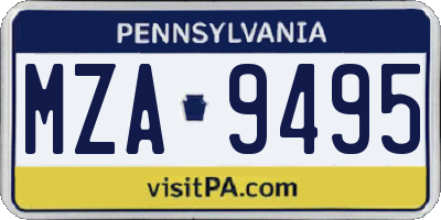 PA license plate MZA9495