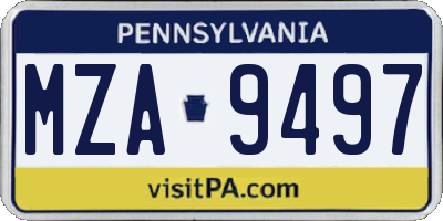 PA license plate MZA9497