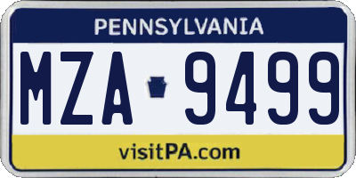PA license plate MZA9499