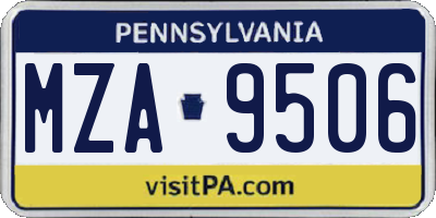 PA license plate MZA9506