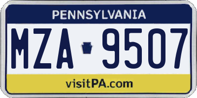 PA license plate MZA9507