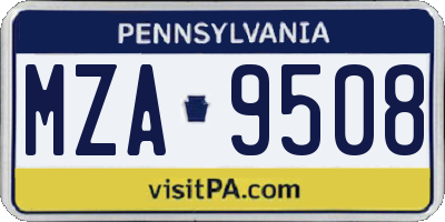 PA license plate MZA9508