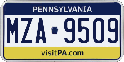 PA license plate MZA9509
