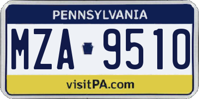 PA license plate MZA9510