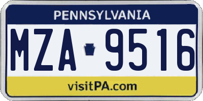 PA license plate MZA9516