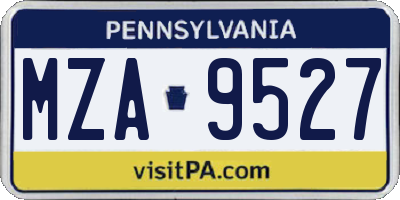 PA license plate MZA9527
