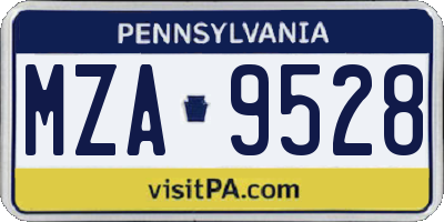 PA license plate MZA9528