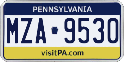 PA license plate MZA9530