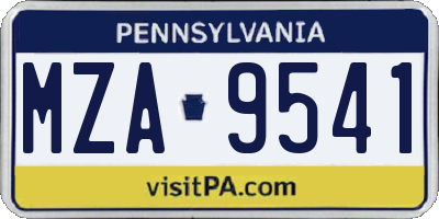 PA license plate MZA9541