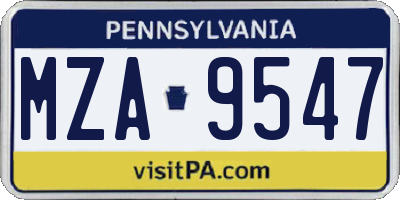 PA license plate MZA9547