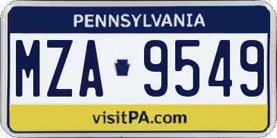 PA license plate MZA9549