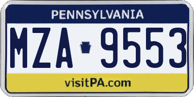 PA license plate MZA9553