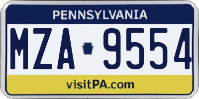 PA license plate MZA9554