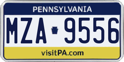 PA license plate MZA9556