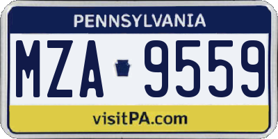 PA license plate MZA9559