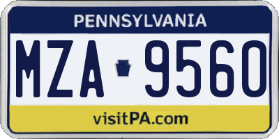 PA license plate MZA9560