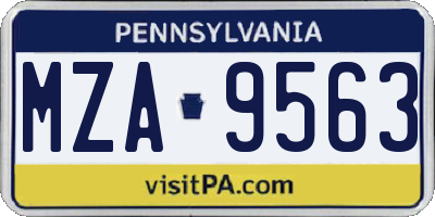 PA license plate MZA9563