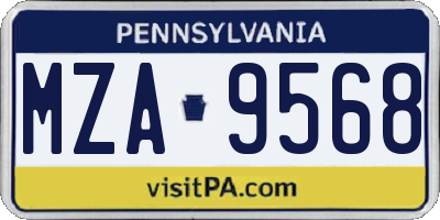 PA license plate MZA9568
