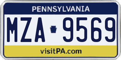 PA license plate MZA9569