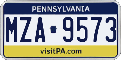 PA license plate MZA9573