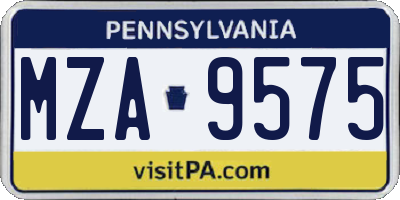 PA license plate MZA9575