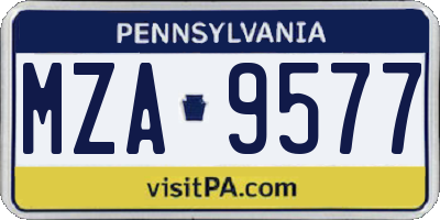 PA license plate MZA9577