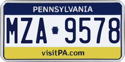 PA license plate MZA9578