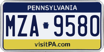PA license plate MZA9580