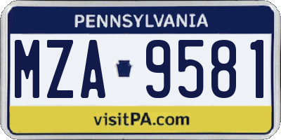 PA license plate MZA9581