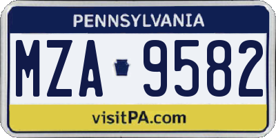 PA license plate MZA9582