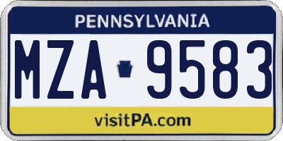 PA license plate MZA9583
