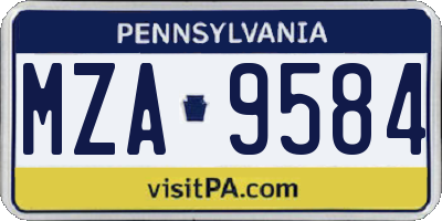 PA license plate MZA9584