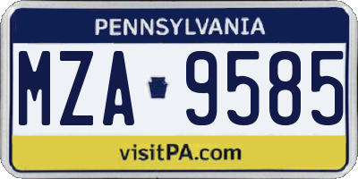 PA license plate MZA9585