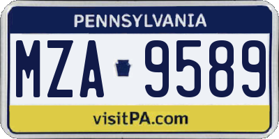 PA license plate MZA9589