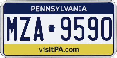 PA license plate MZA9590