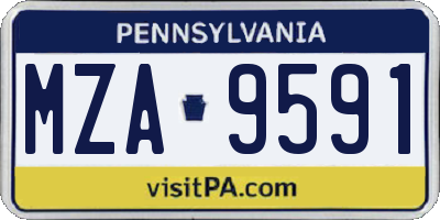 PA license plate MZA9591